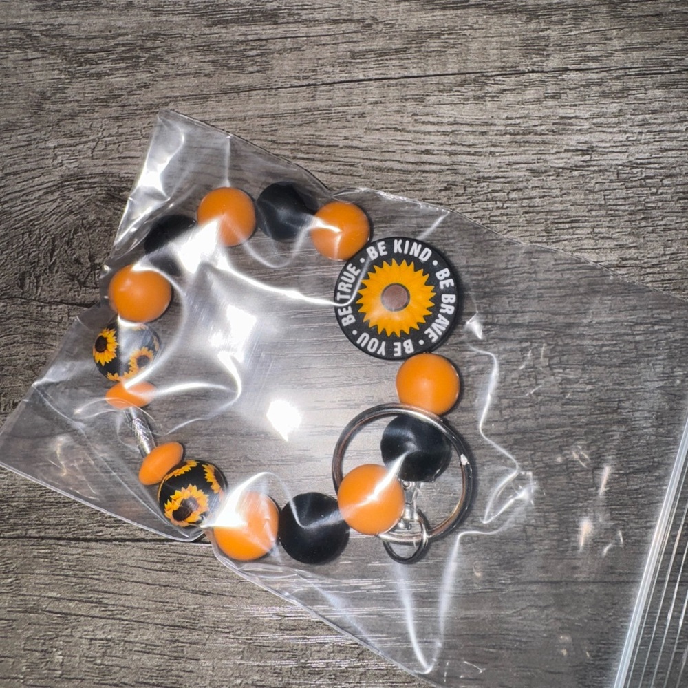 Sunflower Beaded Keychain Bracelet